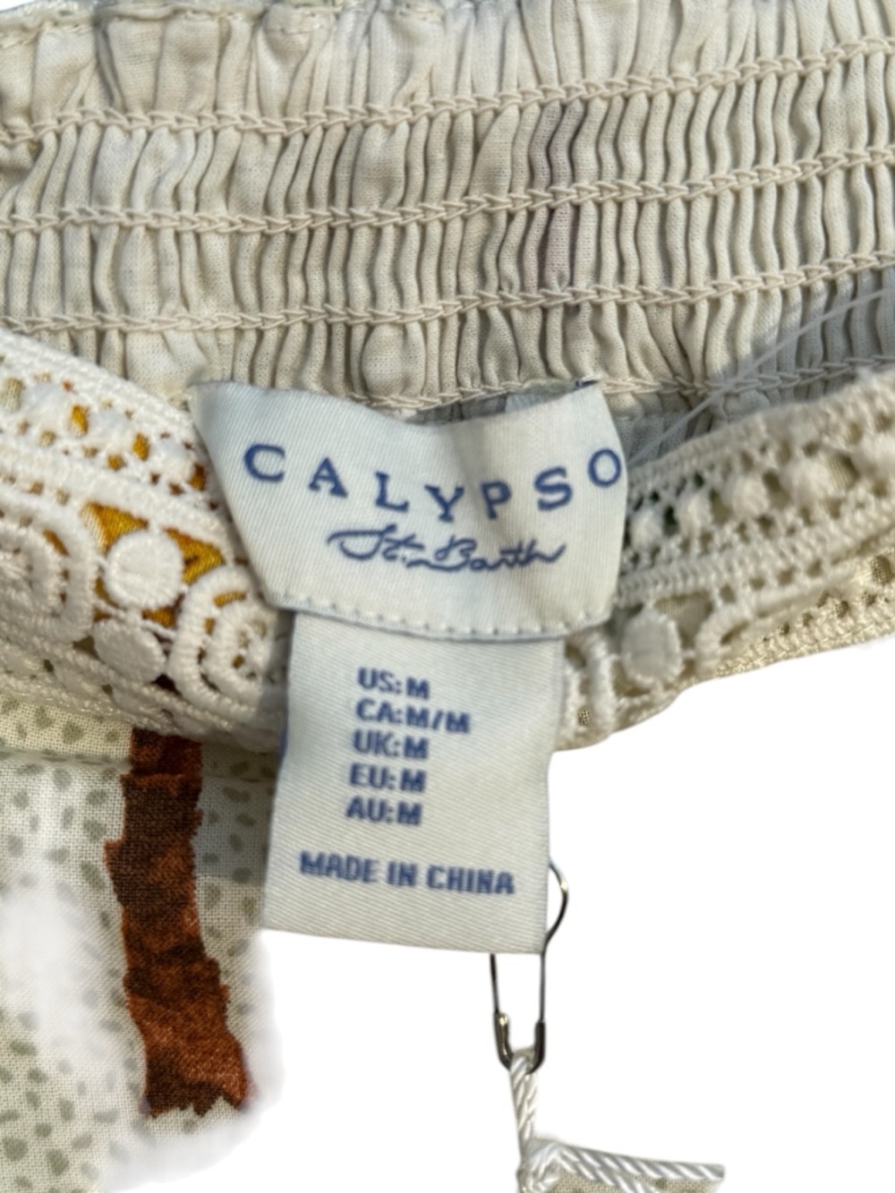 Calypso St. Barth Cream Maxi Dress with Green and Yellow Palm Motif - Picture 4 of 7